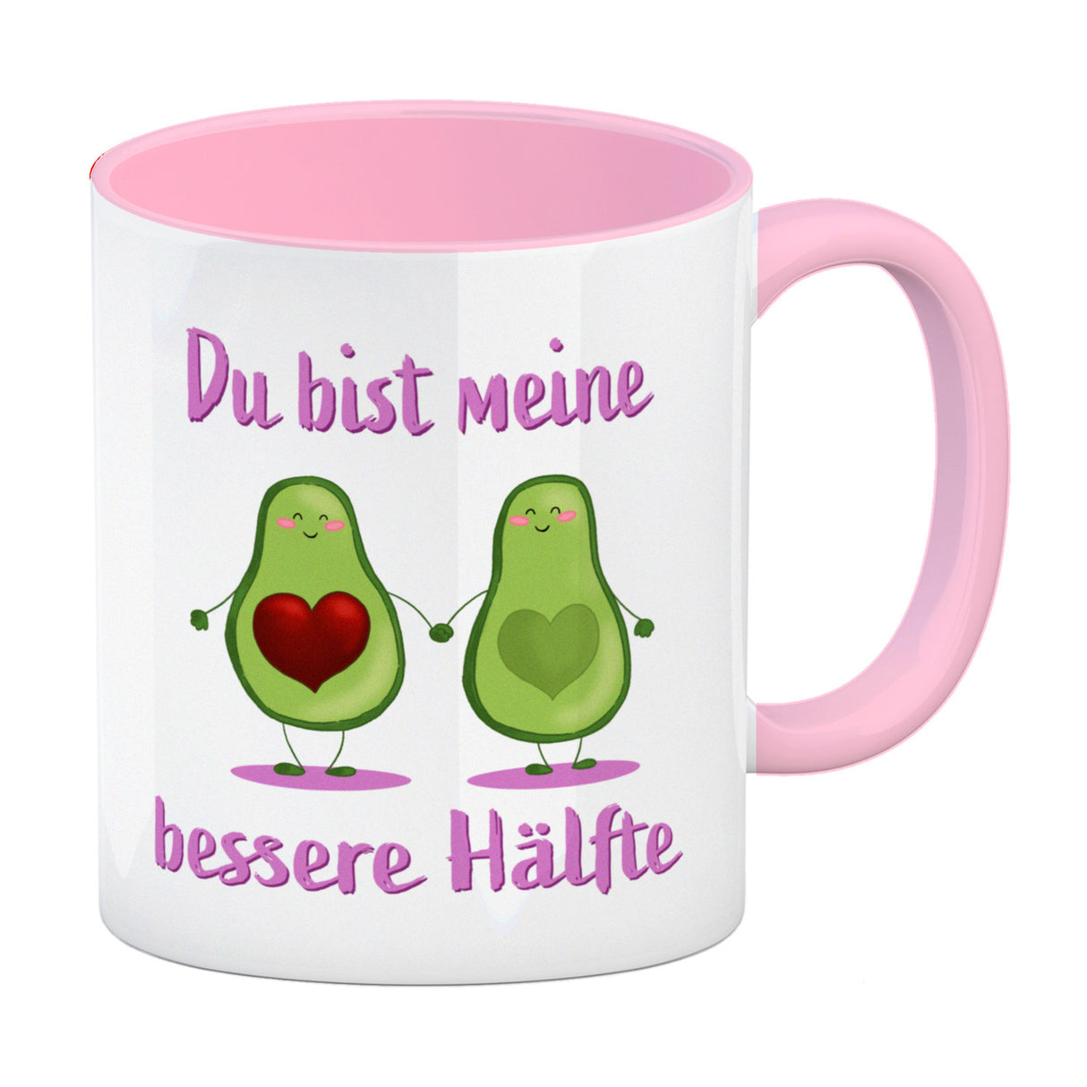 Avocado Pärchen Kaffeebecher mit Spruch Du bist meine bessere Hälfte