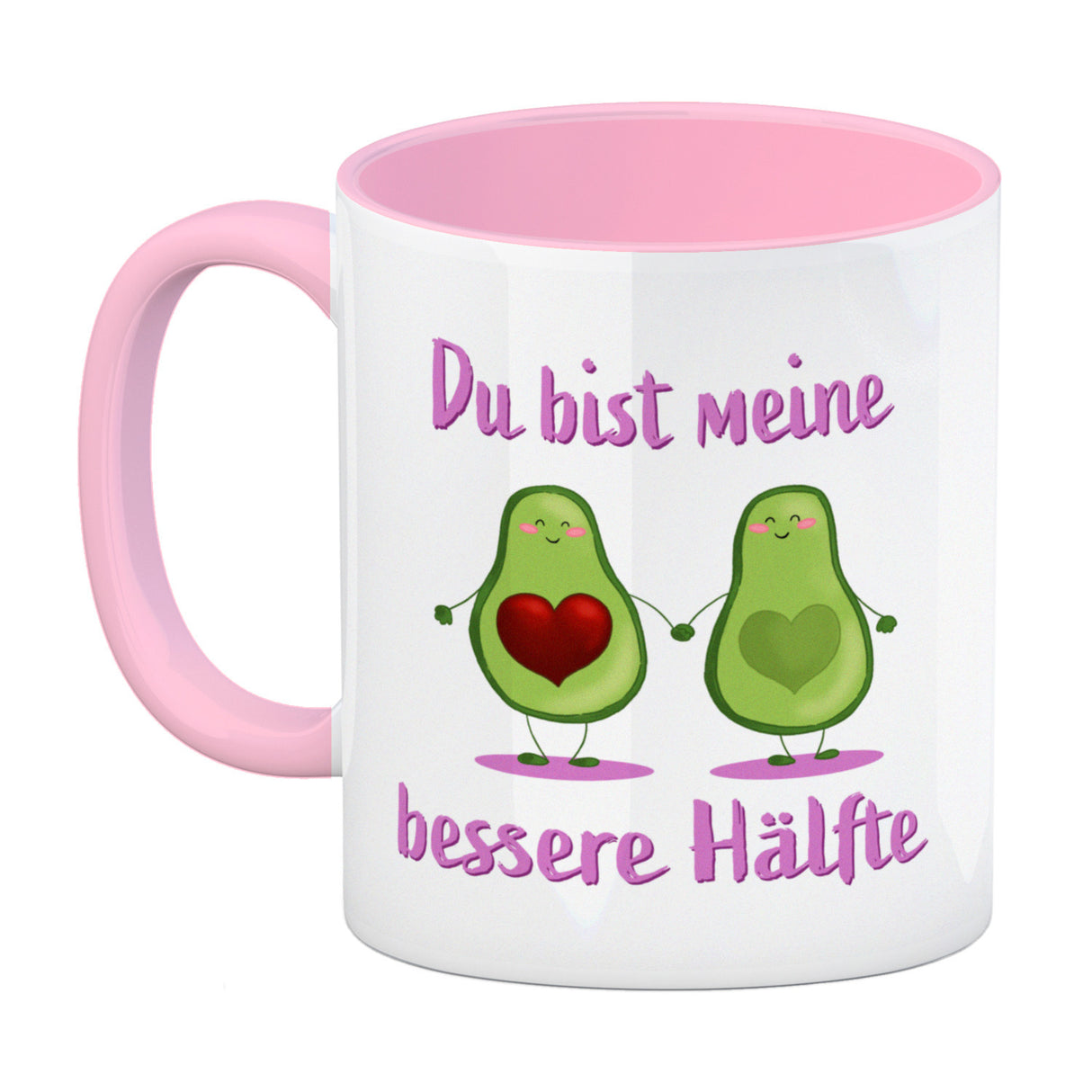 Avocado Pärchen Kaffeebecher mit Spruch Du bist meine bessere Hälfte