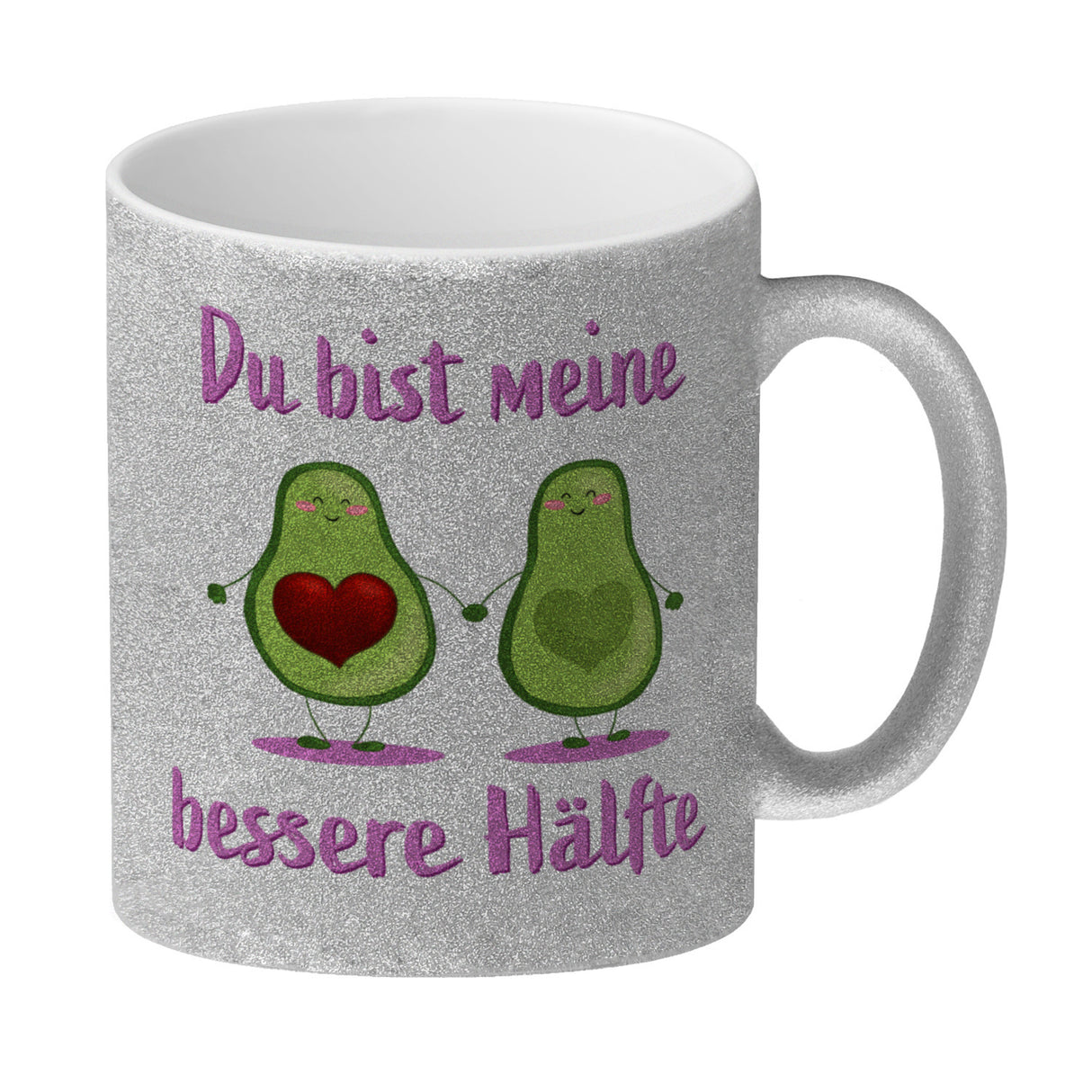 Avocado Pärchen Kaffeebecher mit Spruch Du bist meine bessere Hälfte