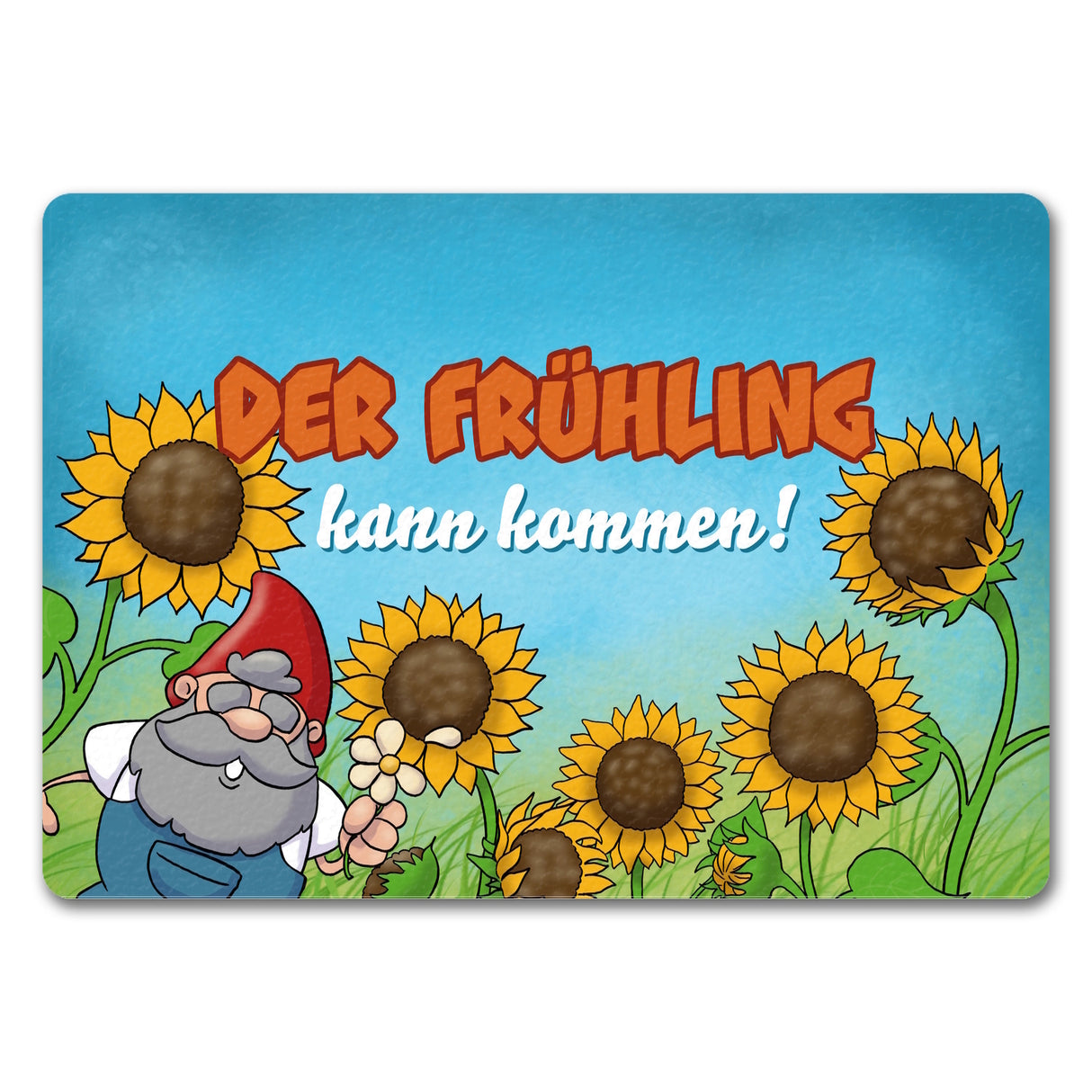 Gartenzwerg Fußmatte mit Spruch Der Frühling kann kommen