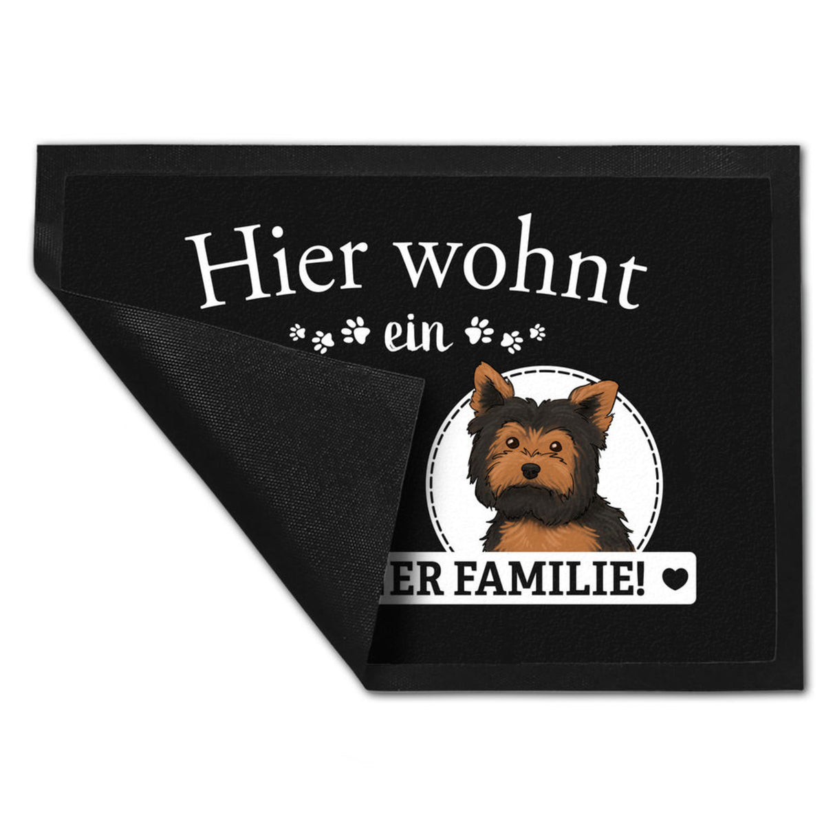 Hier wohnt ein Golden Retriever mit seiner Familie Fußmatte