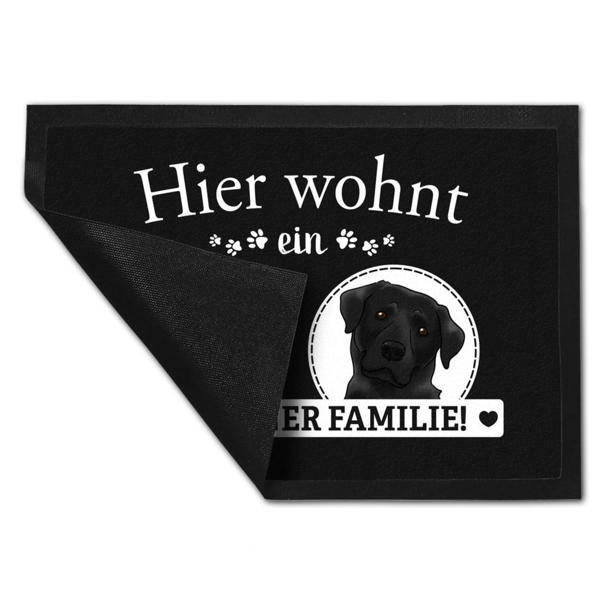 Hier wohnt ein Golden Retriever mit seiner Familie Fußmatte