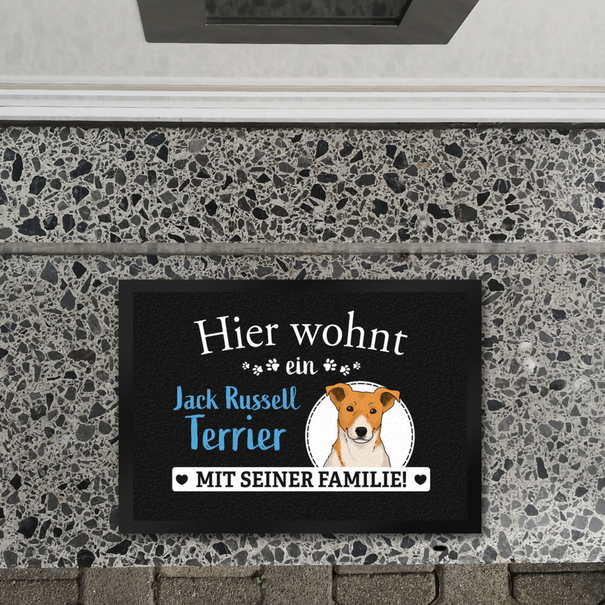 Hier wohnt ein Golden Retriever mit seiner Familie Fußmatte