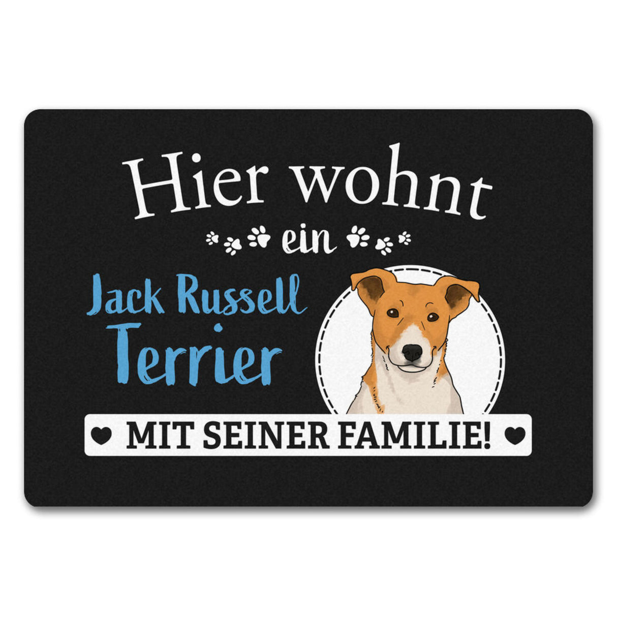 Hier wohnt ein Golden Retriever mit seiner Familie Fußmatte