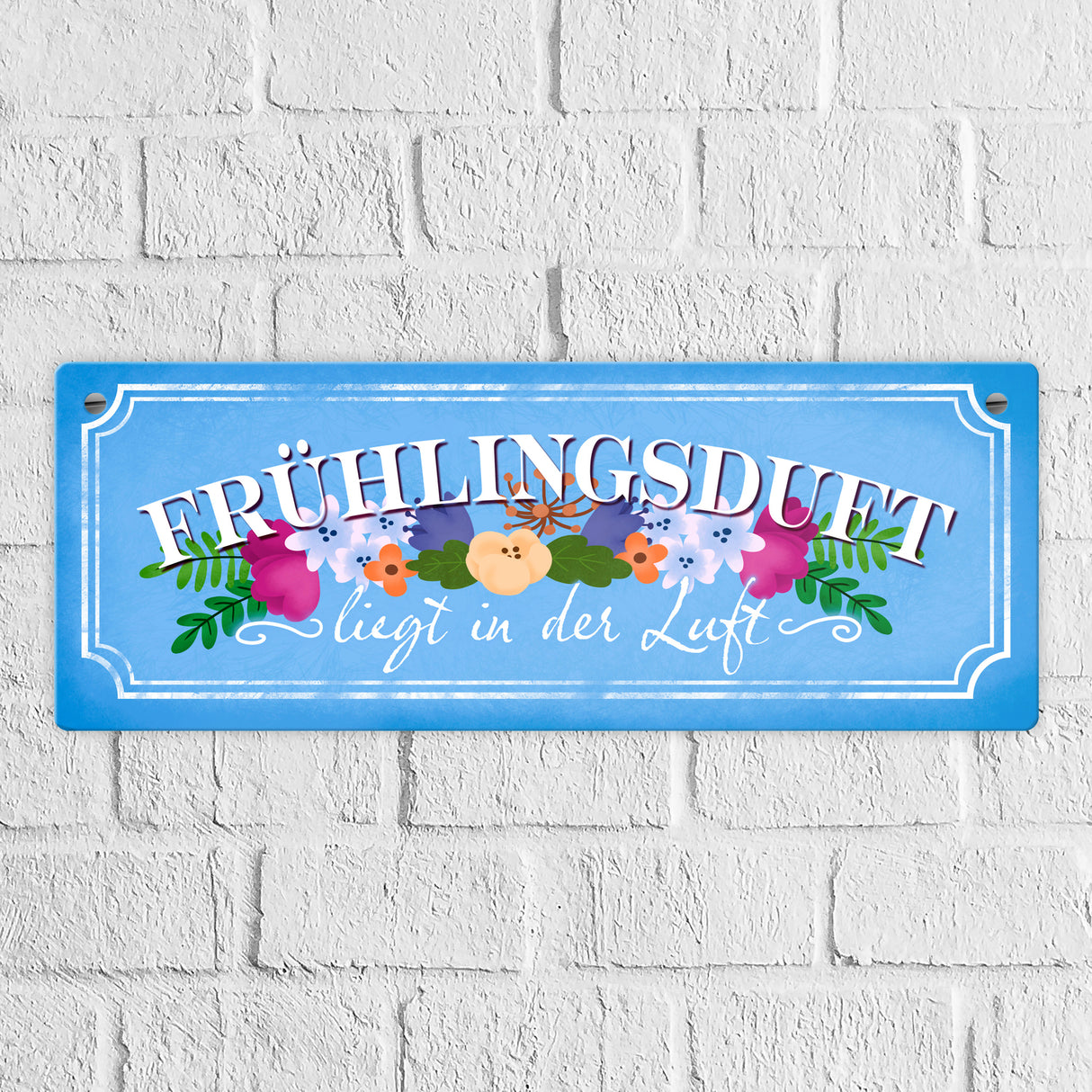 Frühlingsduft liegt in der Luft Metallschild in orange