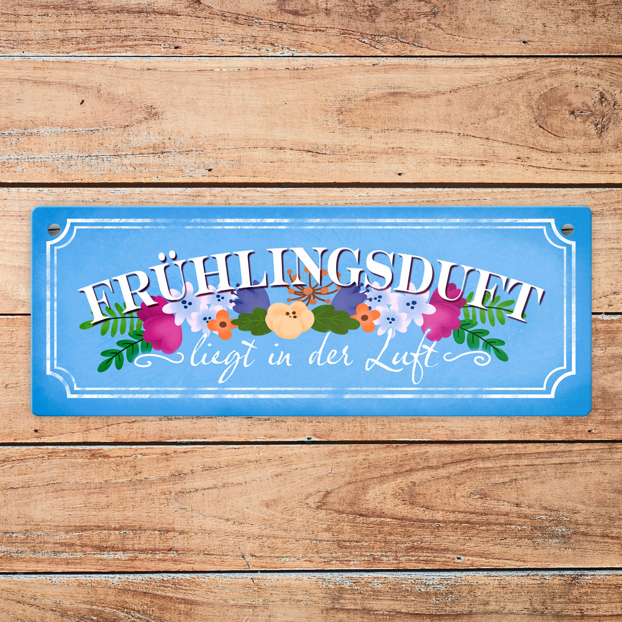 Frühlingsduft liegt in der Luft Metallschild in orange