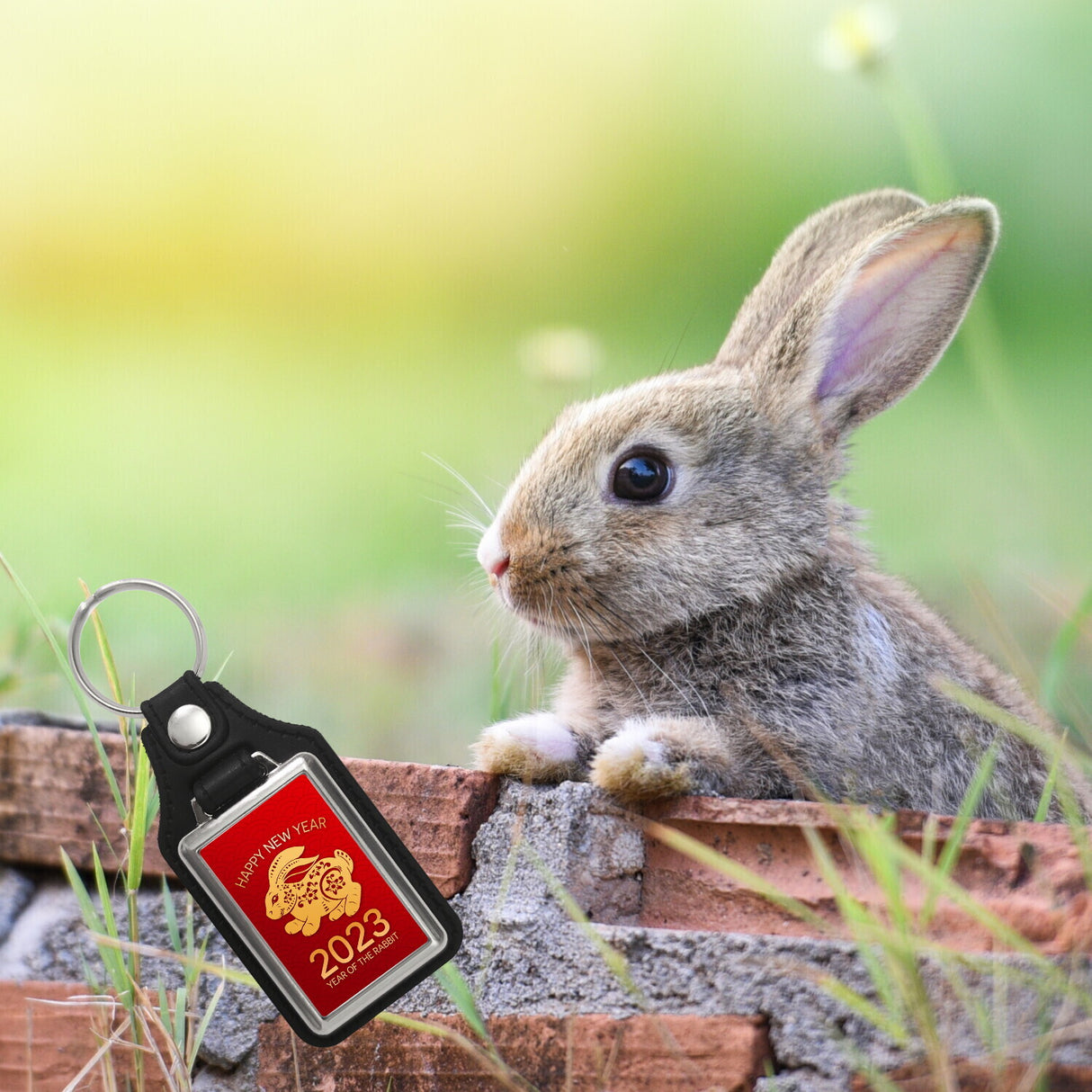 Happy New Year of the Rabbit 2023 Schlüsselanhänger mit Kaninchen