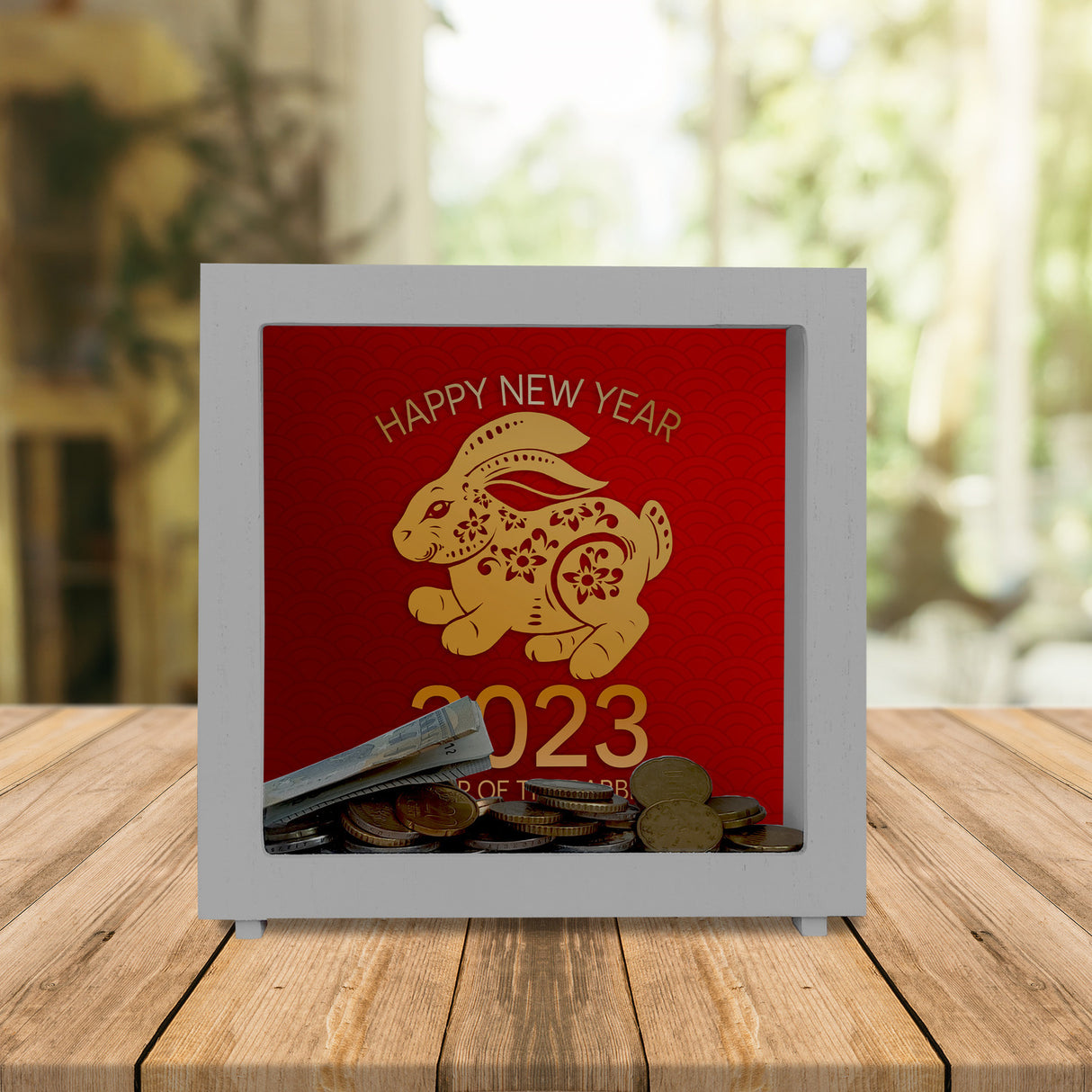Happy Year of the Rabbit 2023 Spardose mit Kaninchen