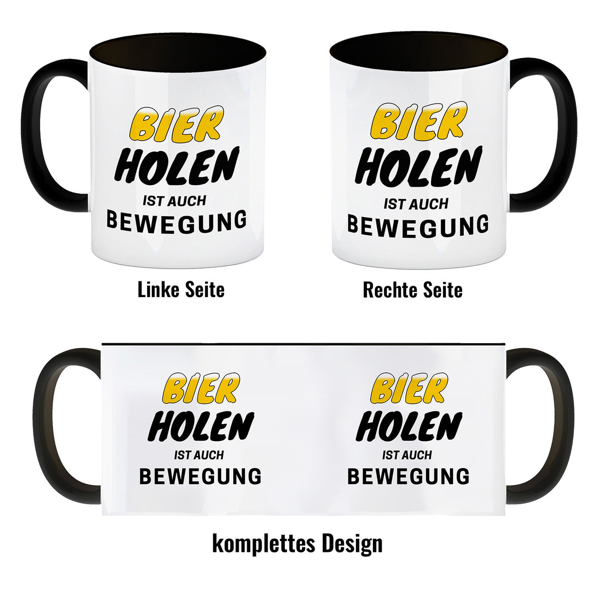 Bier Kaffeebecher mit Spruch - Bier holen ist auch Bewegung
