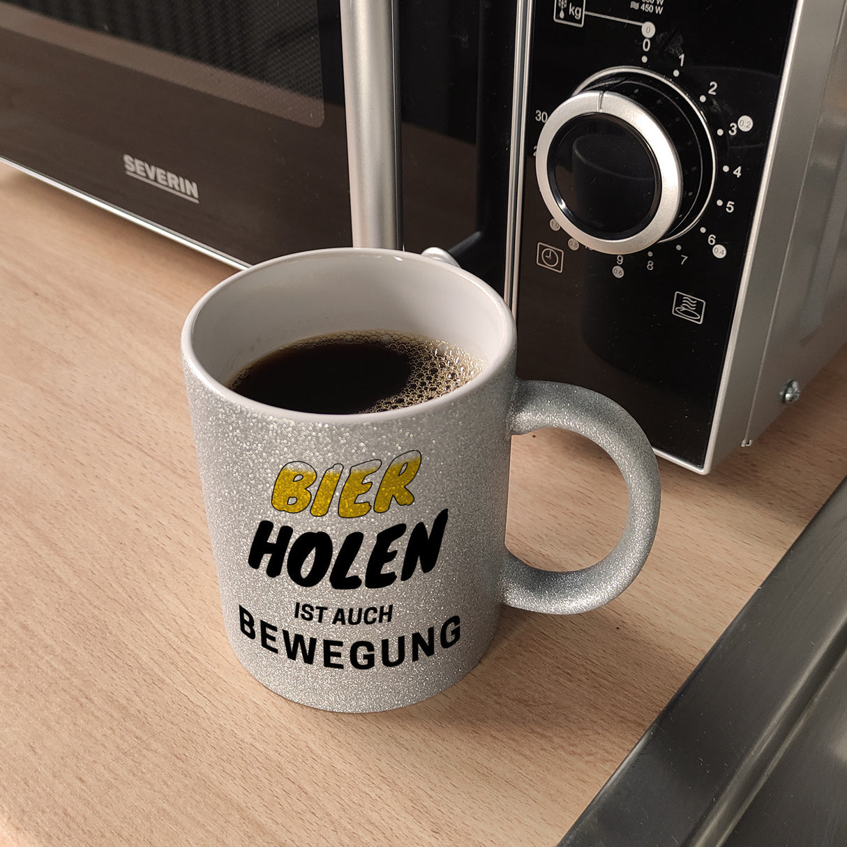 Bier Kaffeebecher mit Spruch - Bier holen ist auch Bewegung