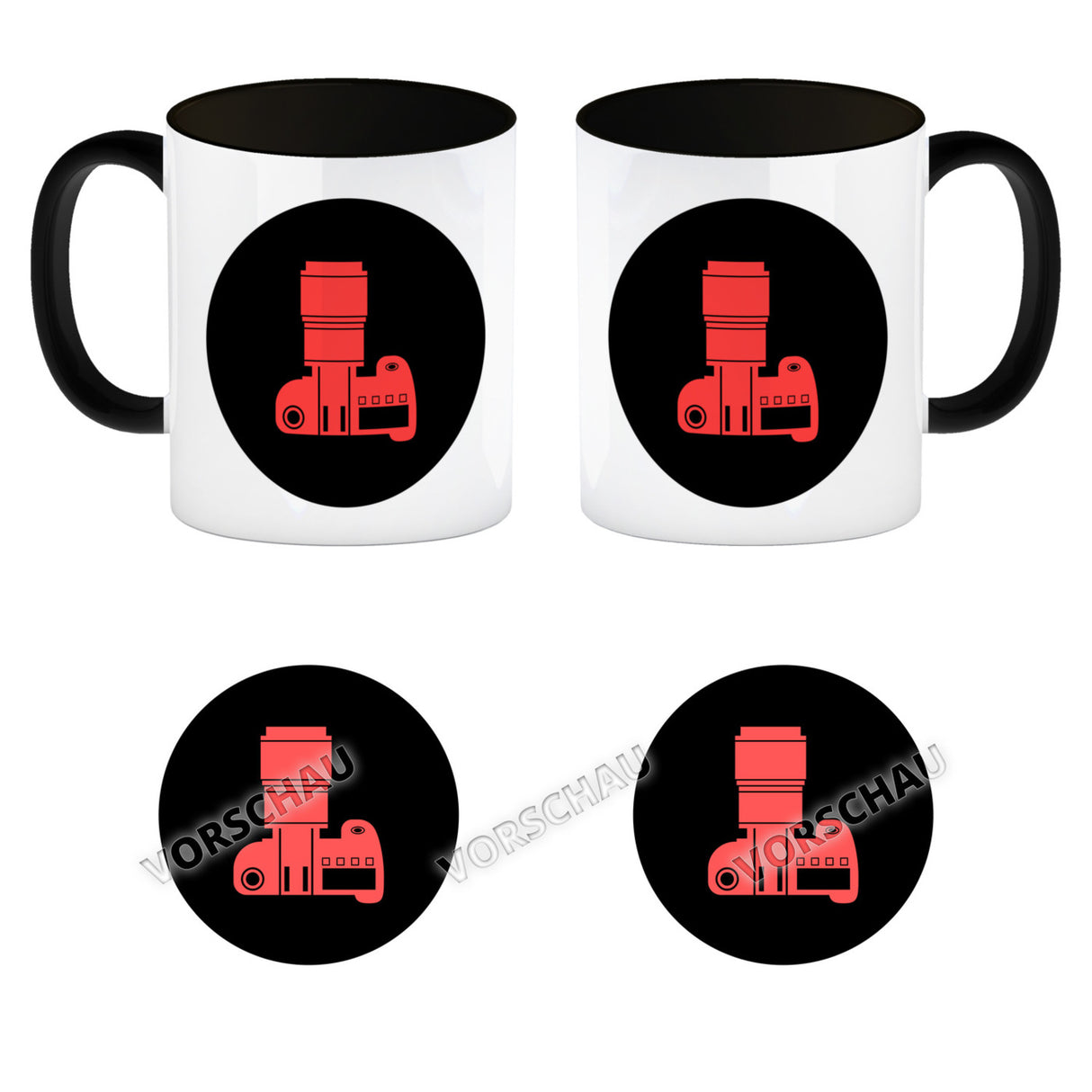 Fotografie Kaffeebecher mit Kamera Motiv