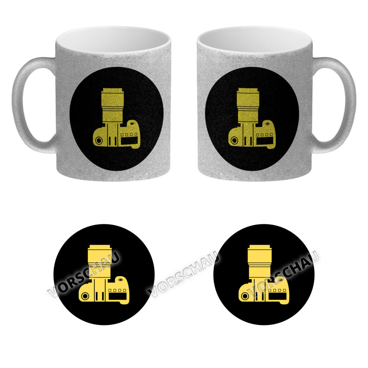 Fotografie Kaffeebecher mit Kamera Motiv