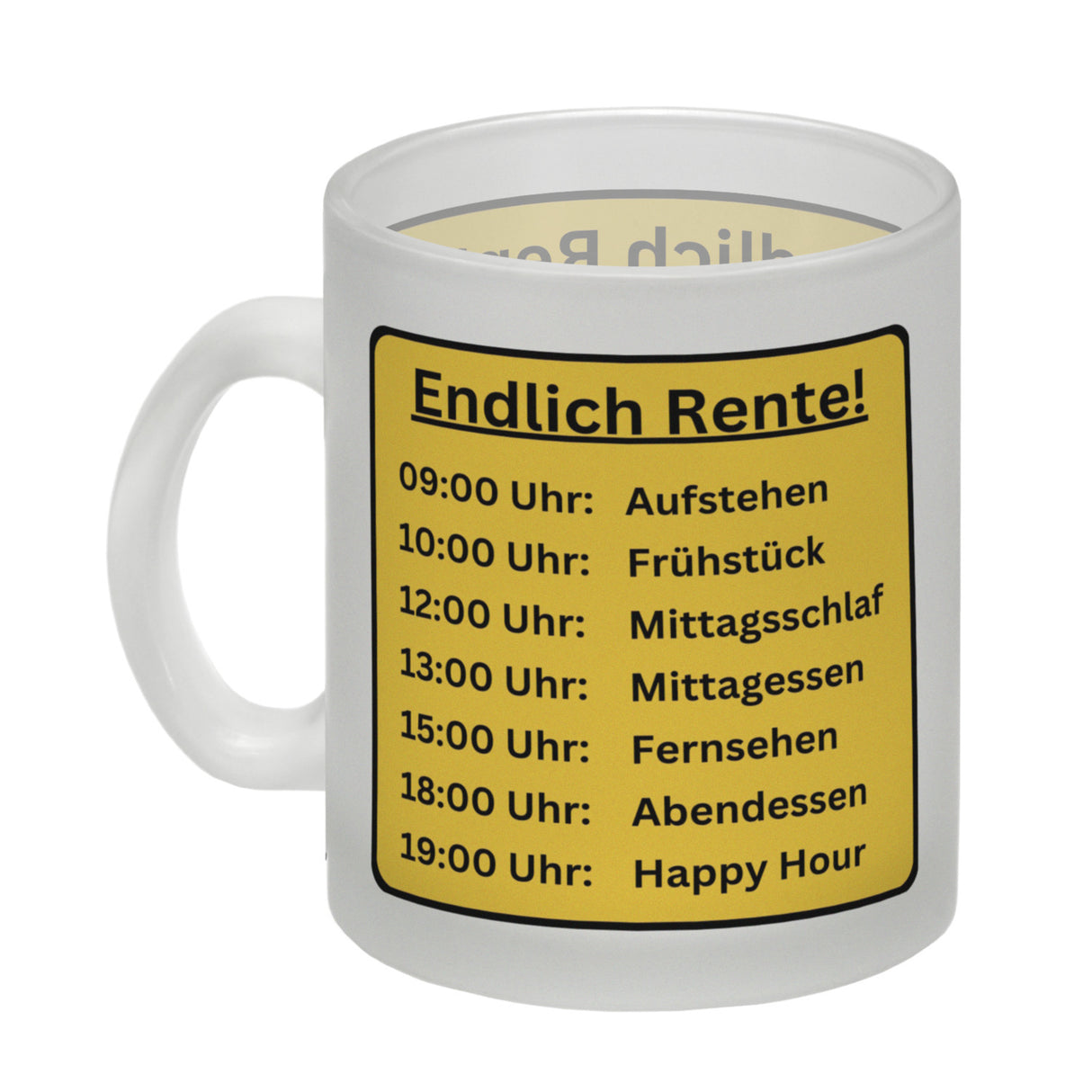 Renten To-Do Liste Kaffeebecher mit Spruch: Endlich Rente