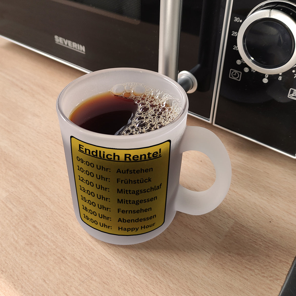 Renten To-Do Liste Kaffeebecher mit Spruch: Endlich Rente