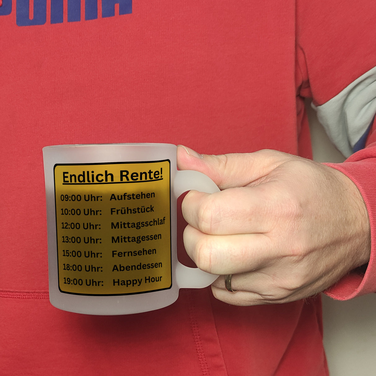 Renten To-Do Liste Kaffeebecher mit Spruch: Endlich Rente