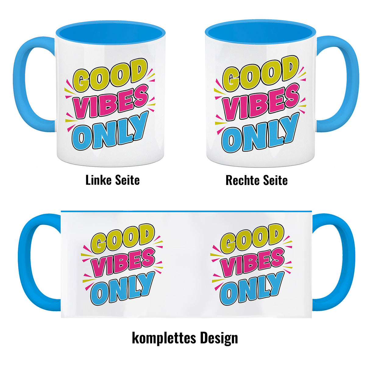 Good Vibes Only Kaffeebecher mit Spruch für Arbeitskollegen