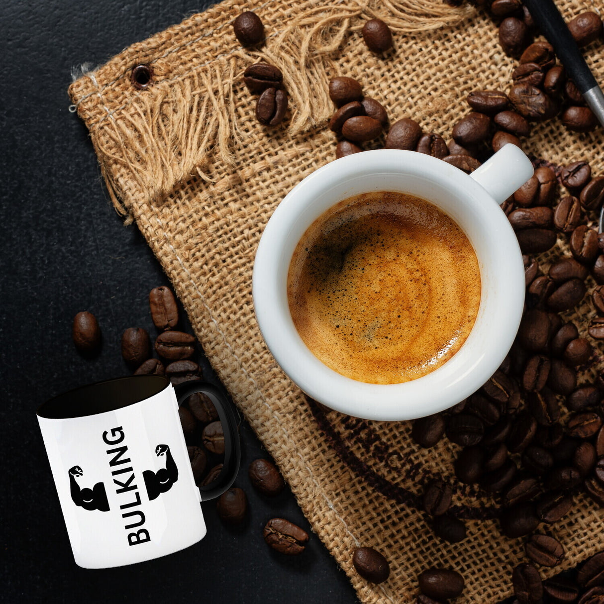 Fitness Kaffeebecher mit Spruch BULKING