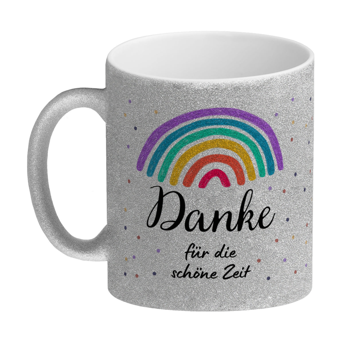 Regenbogen Kaffeebecher mit Spruch Danke für die schöne Zeit