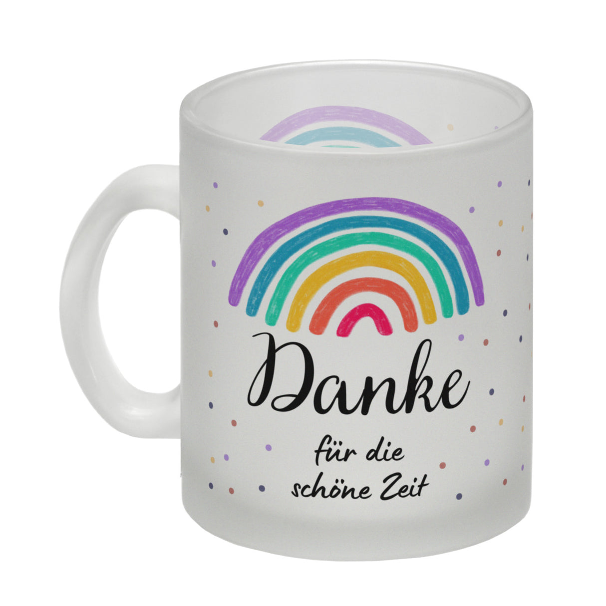 Regenbogen Kaffeebecher mit Spruch Danke für die schöne Zeit