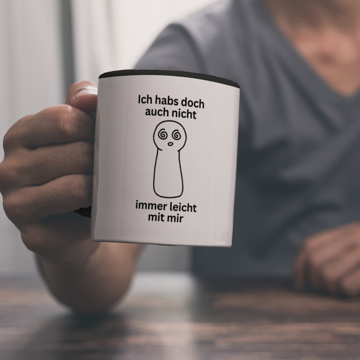 Spielfigur Spruch Kaffeebecher Ich habs doch auch nicht leicht mit mir