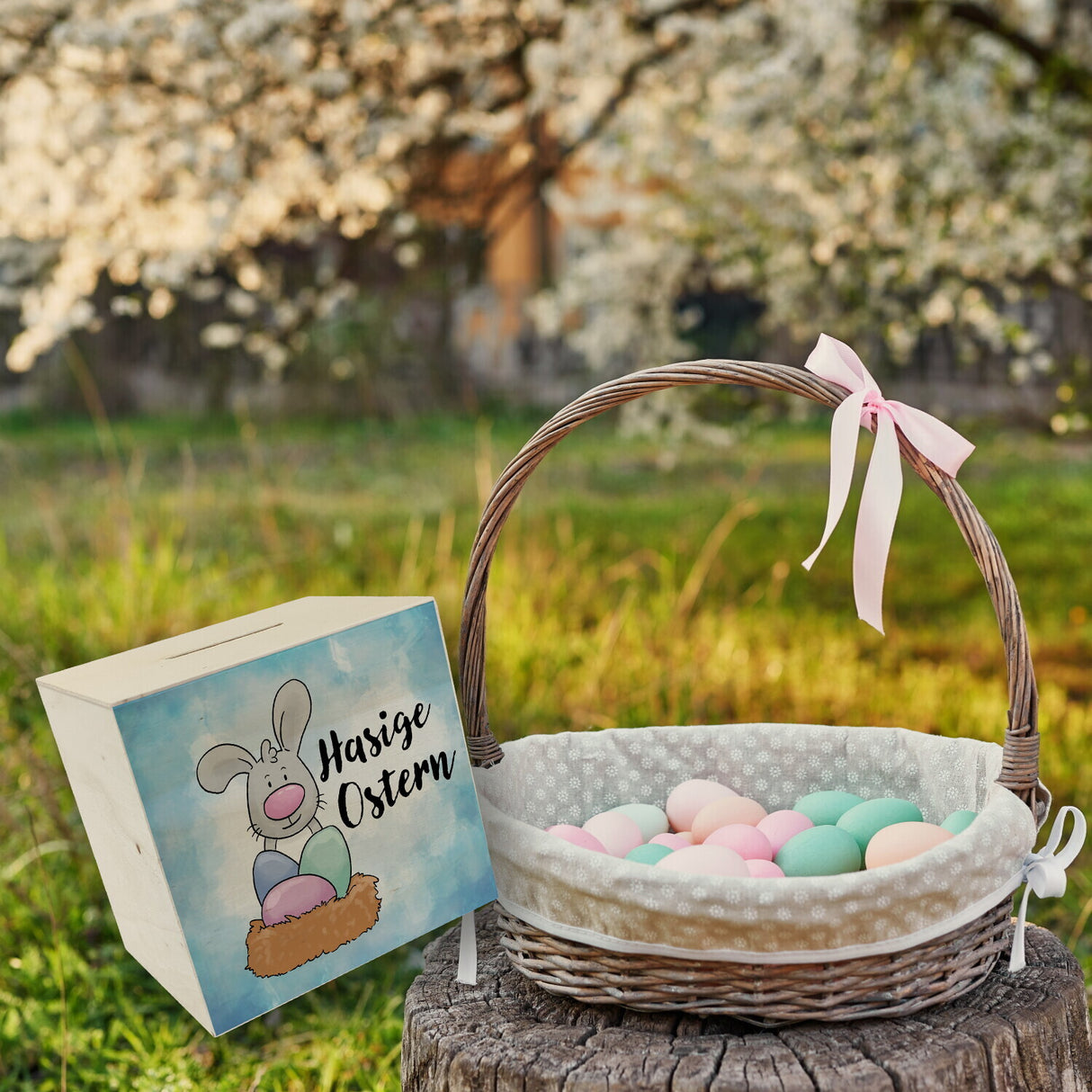 Hasige Ostern Spardose mit niedlichem Osterhasen