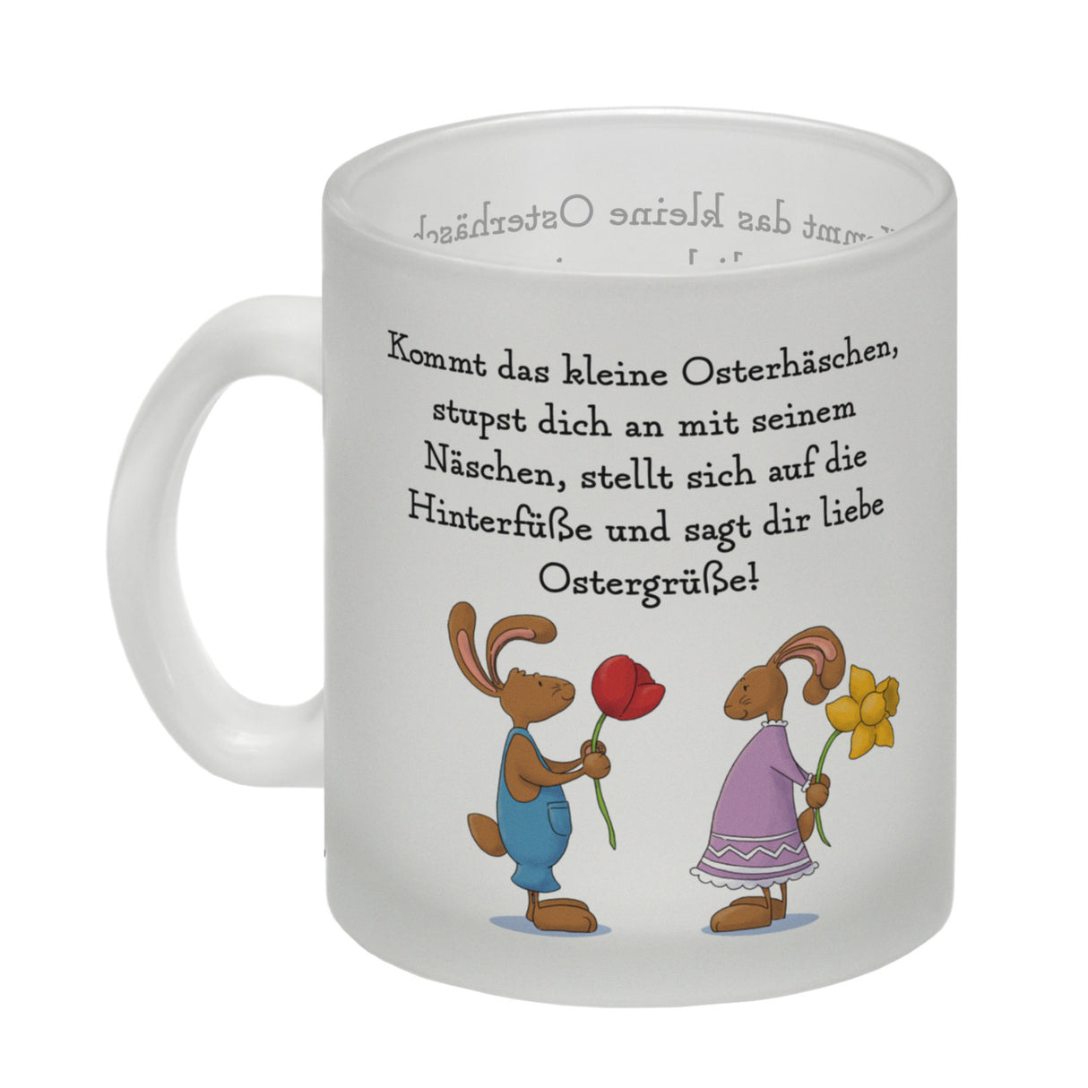 Ostergedicht über Osterhasen Kaffeebecher mit Spruch