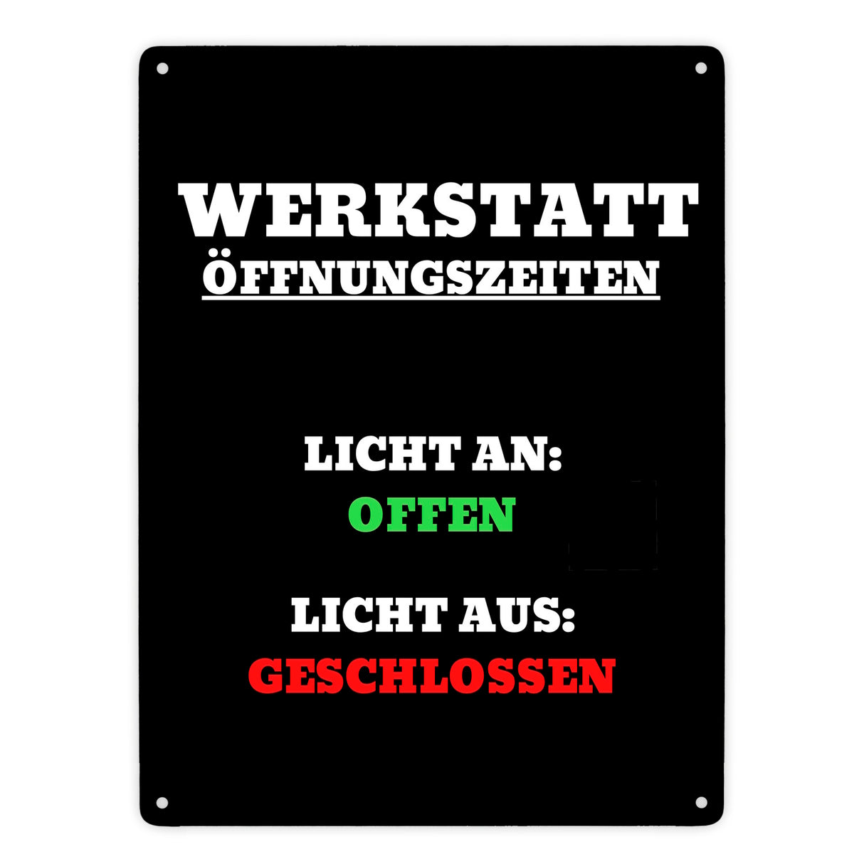 Werkstatt Öffnungszeiten Metallschild in 15x20 cm