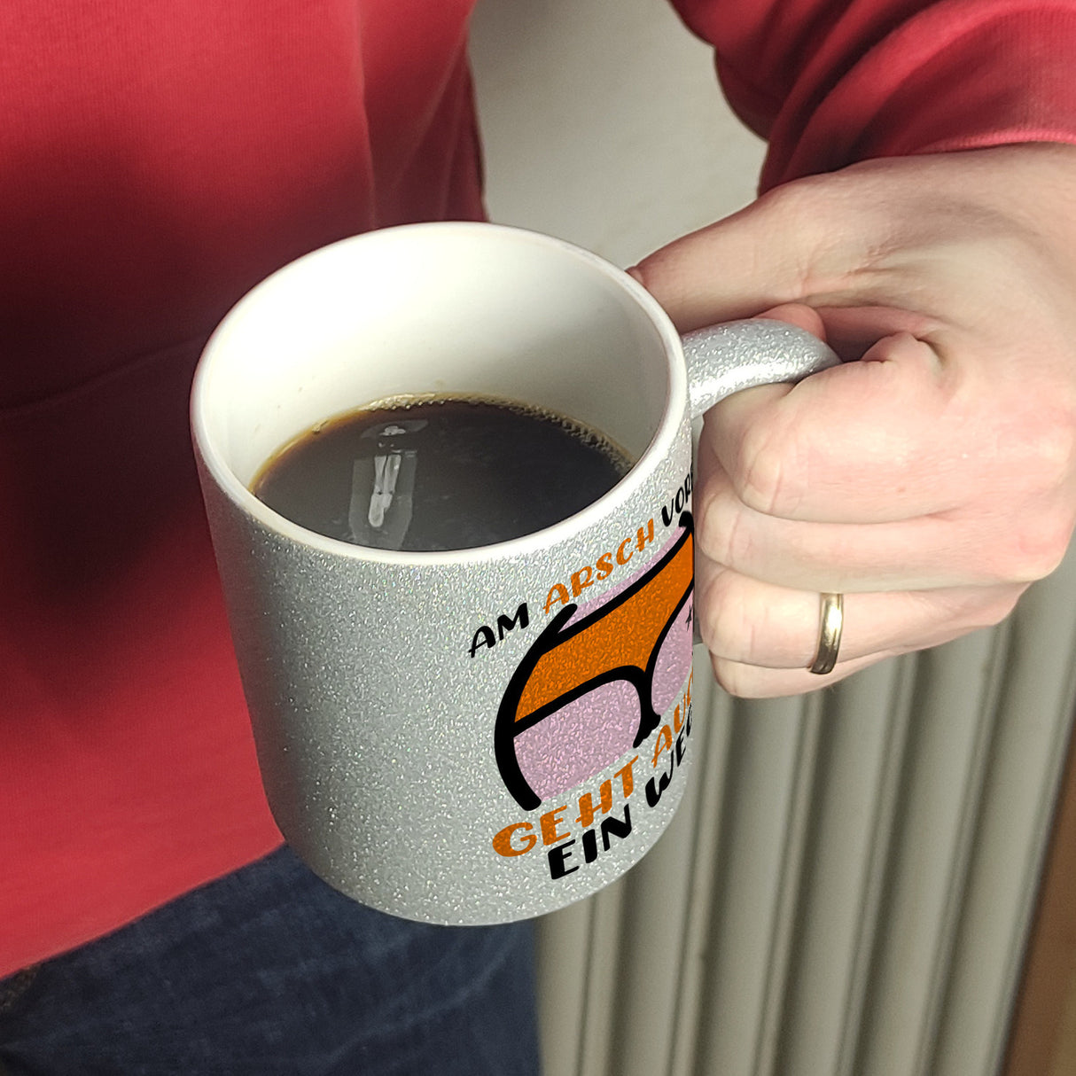 Hintern Kaffeebecher mit Spruch Am Arsch vorbei geht auch ein Weg