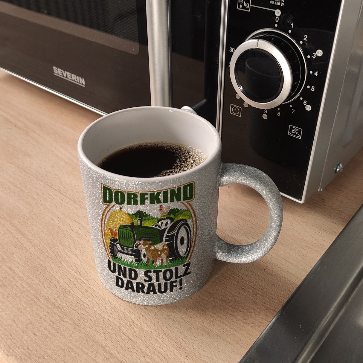 Dorf Kaffeebecher mit Spruch Dorfkind und stolz darauf