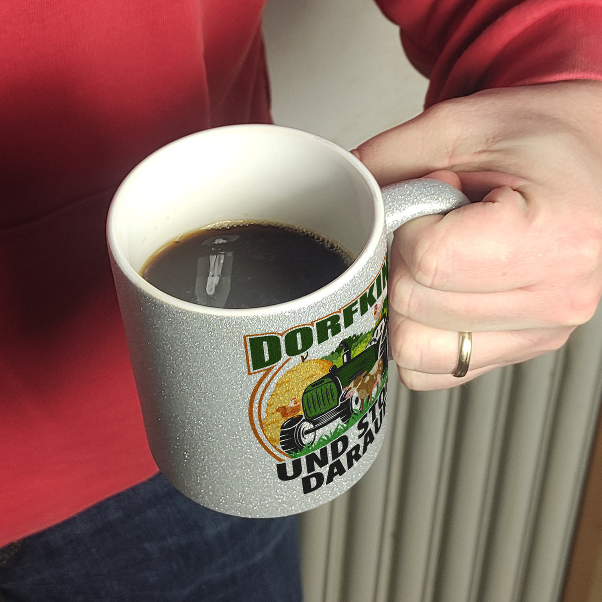 Dorf Kaffeebecher mit Spruch Dorfkind und stolz darauf
