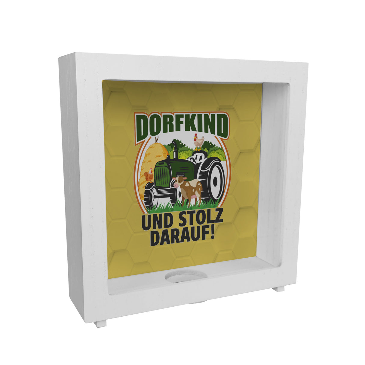 Dorf Spardose mit Spruch Dorfkind und stolz darauf