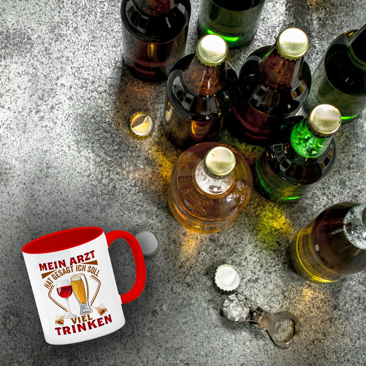 Alkohol Kaffeebecher Mein Arzt hat gesagt ich soll viel trinken