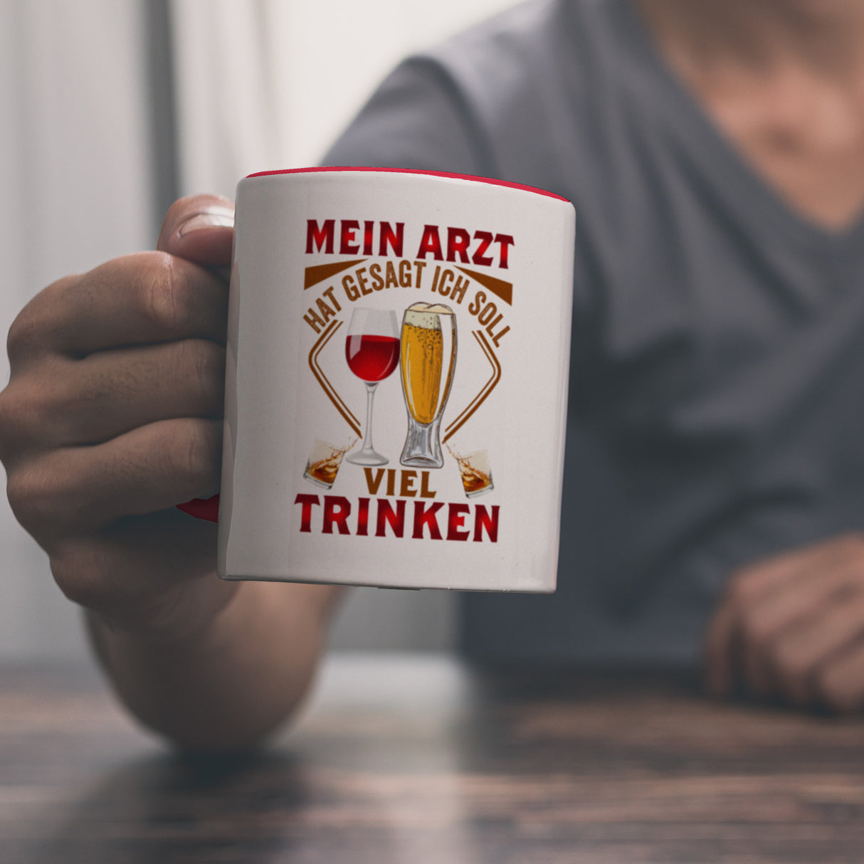 Alkohol Kaffeebecher Mein Arzt hat gesagt ich soll viel trinken