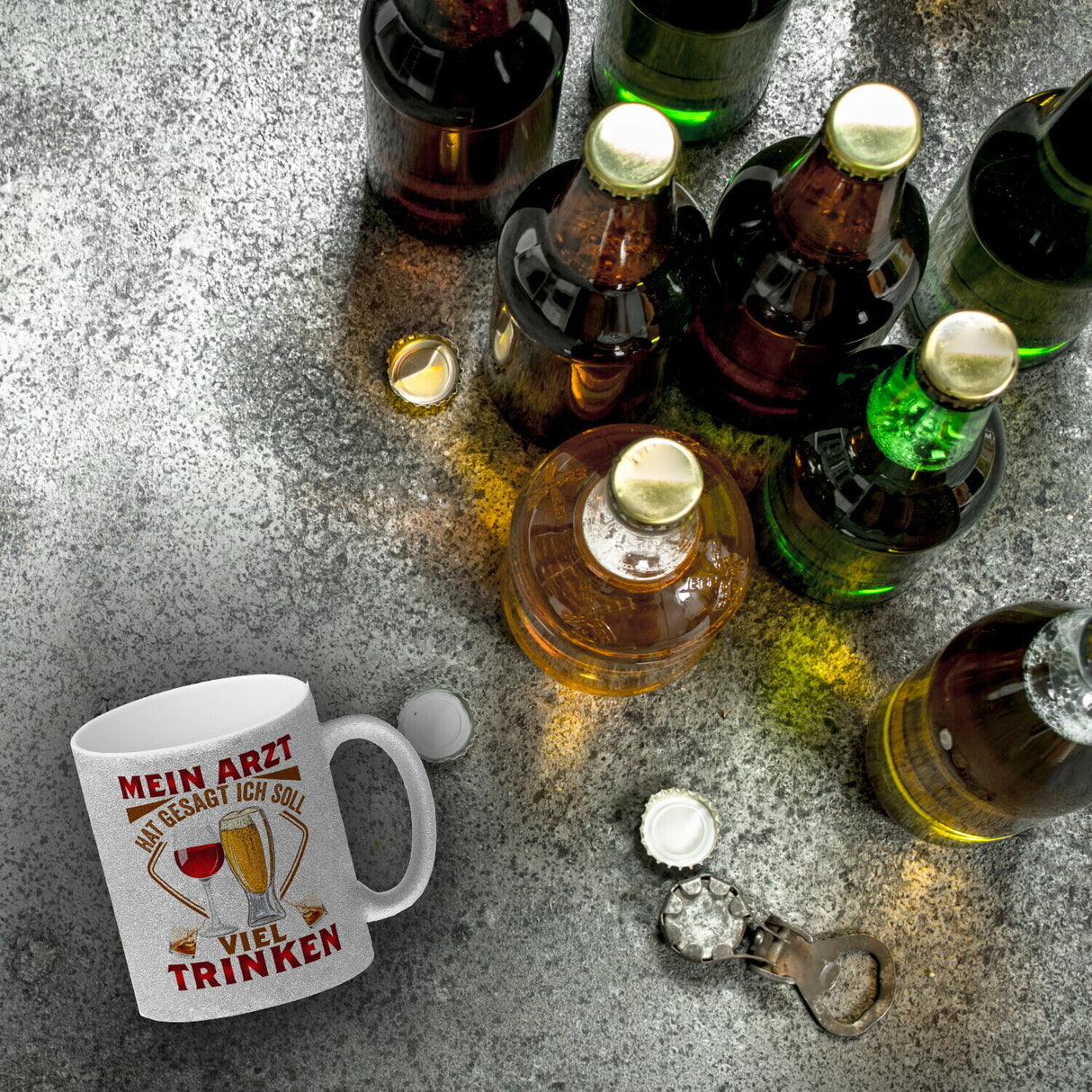 Alkohol Kaffeebecher Mein Arzt hat gesagt ich soll viel trinken