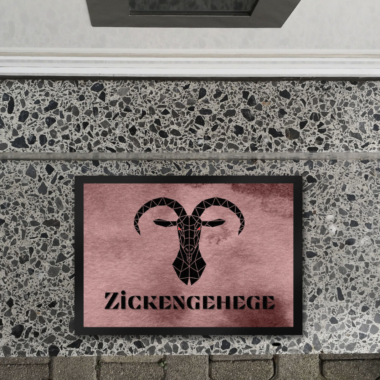 Zickengehege Fußmatte in 35x50 cm - Zicke begrüßt Gäste Variante 1