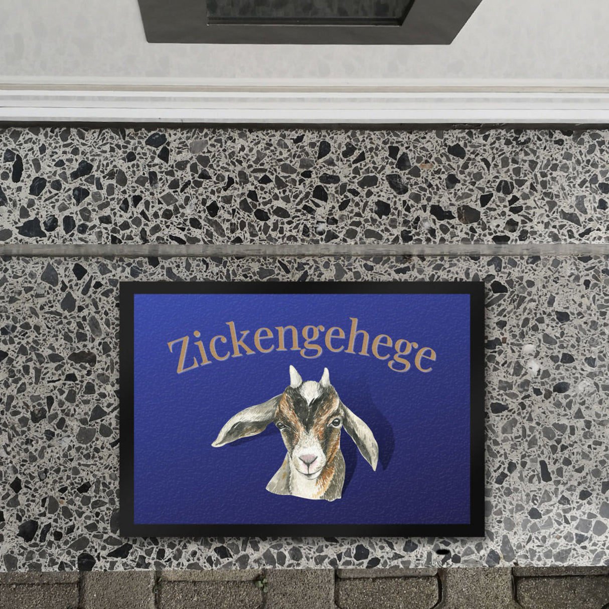 Zickengehege Fußmatte in 35x50 cm - Zicke begrüßt Gäste Variante 1