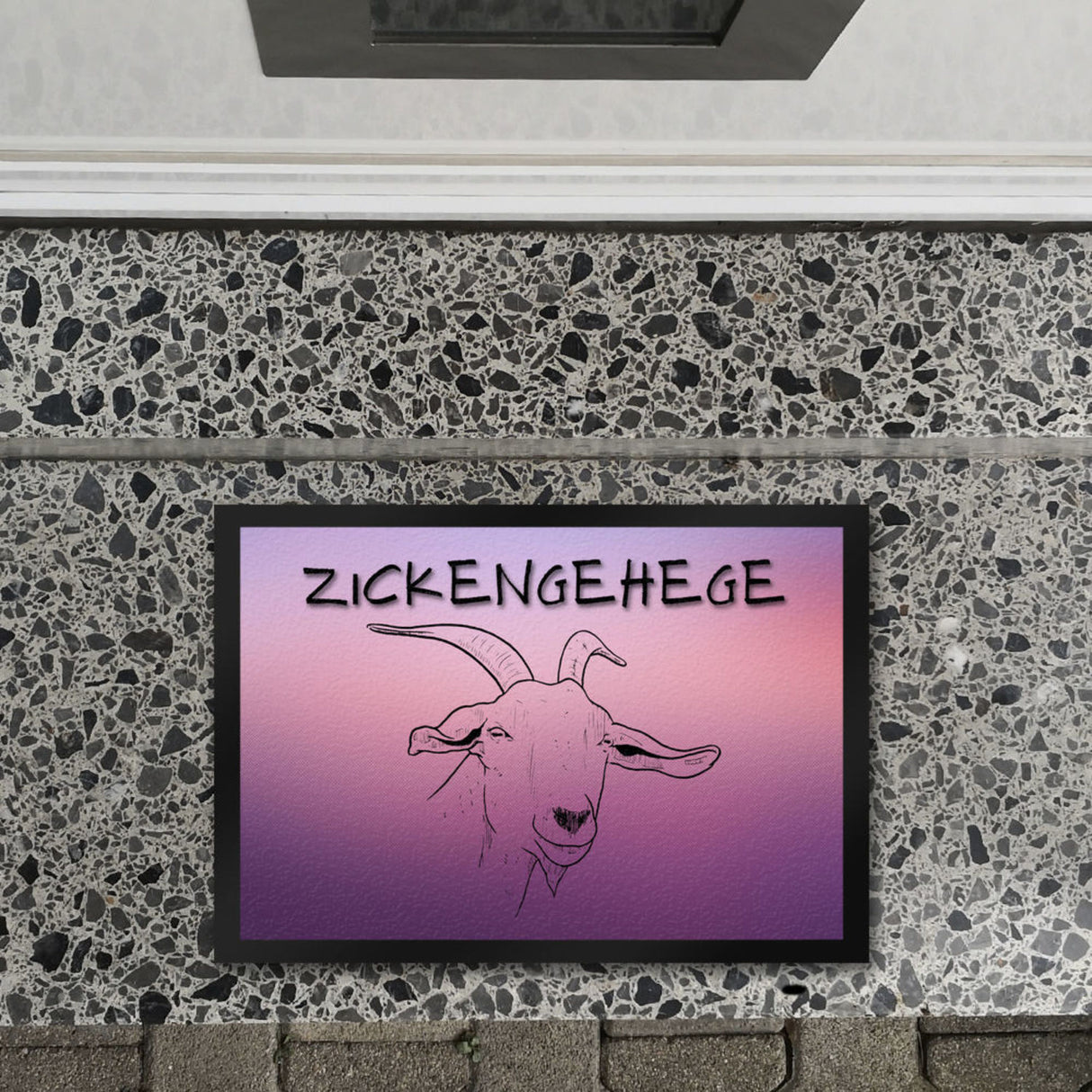 Zickengehege Fußmatte in 35x50 cm - Zicke begrüßt Gäste Variante 1