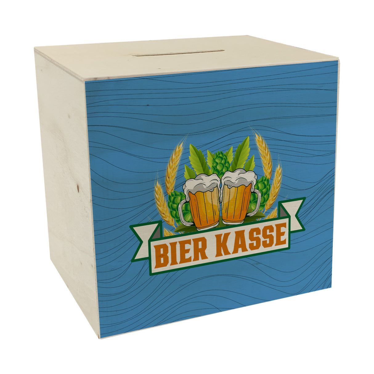 Bier Kasse Spardose mit Hopfen und Ähren