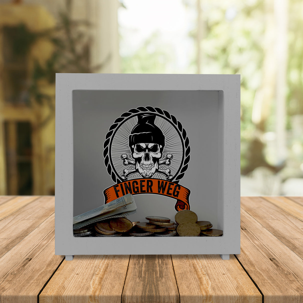 Totenkopf Finger Weg Spardose