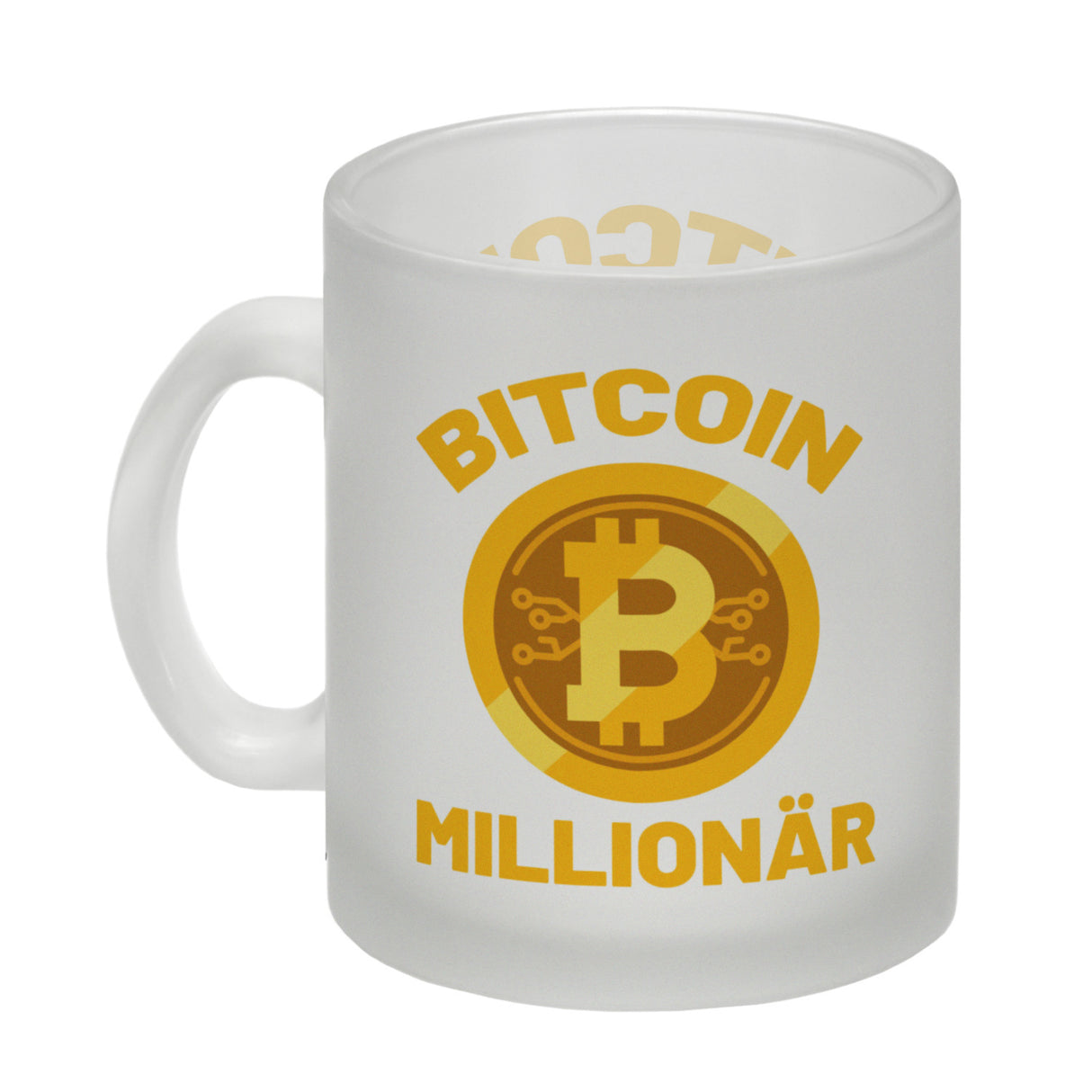 Bitcoin Millionär Kaffeebecher mit Kryptowährung