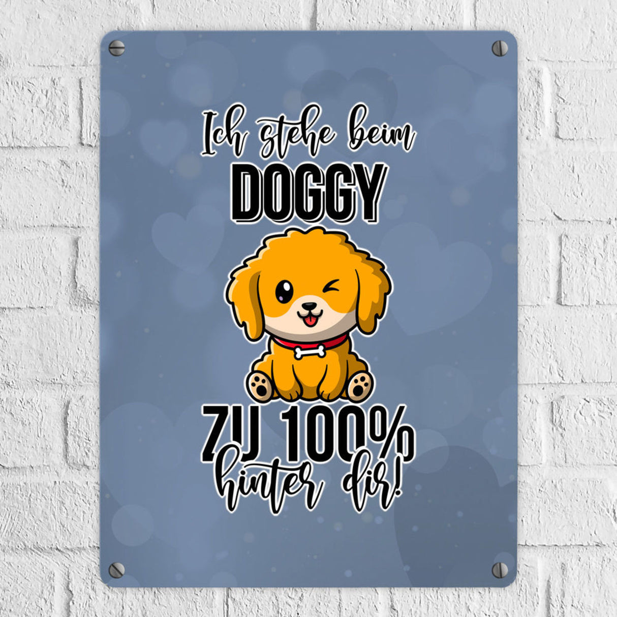 Doggy Style Metallschild in 15x20 cm in Pink Ich stehe beim Doggy zu 100 % hinter dir