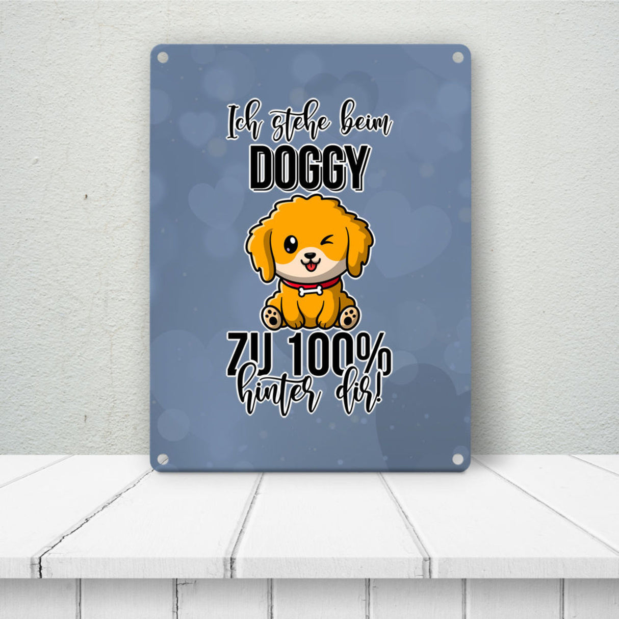 Doggy Style Metallschild in 15x20 cm in Pink Ich stehe beim Doggy zu 100 % hinter dir