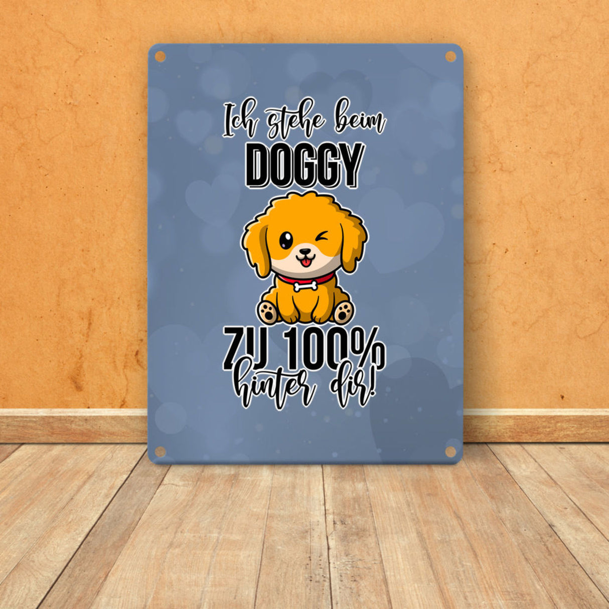 Doggy Style Metallschild in 15x20 cm in Pink Ich stehe beim Doggy zu 100 % hinter dir