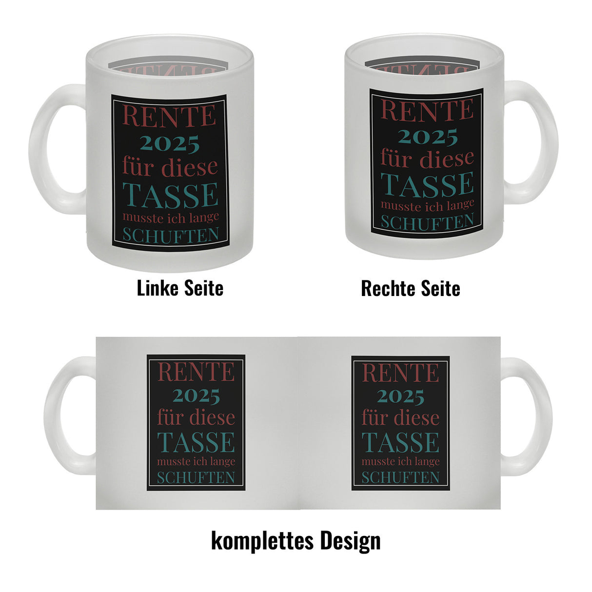 Rente 2025 Kaffeebecher eine bunte Tasse für Rentner