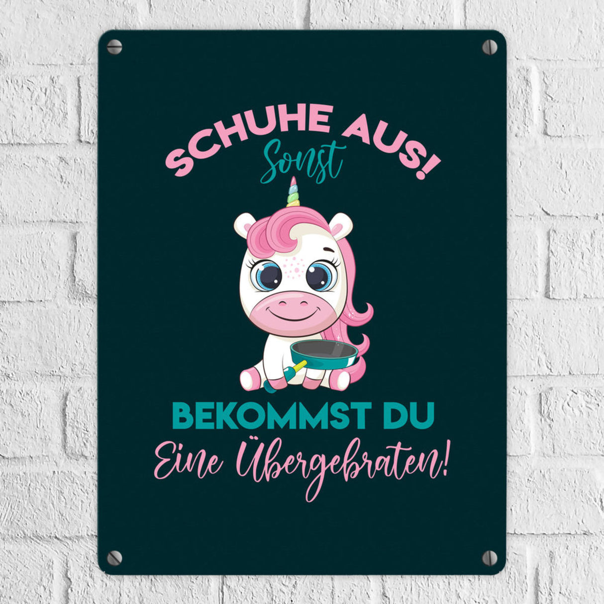 Schuhe aus Einhorn Metallschild in 15x20 cm Du bekommst eine Übergebraten in lila