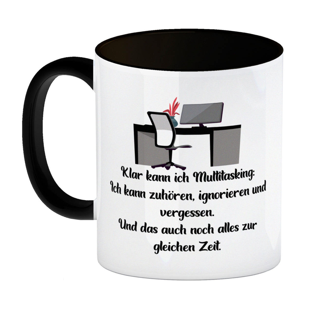 Multitasking Ironie Kaffeebecher mit Spruch für das Büro