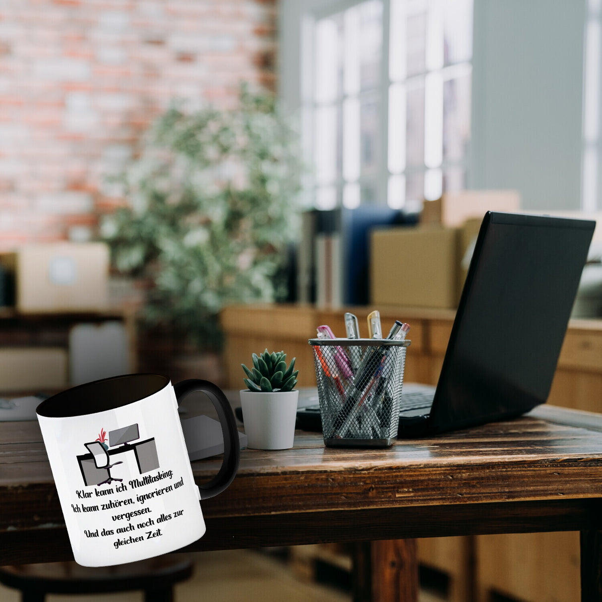 Multitasking Ironie Kaffeebecher mit Spruch für das Büro