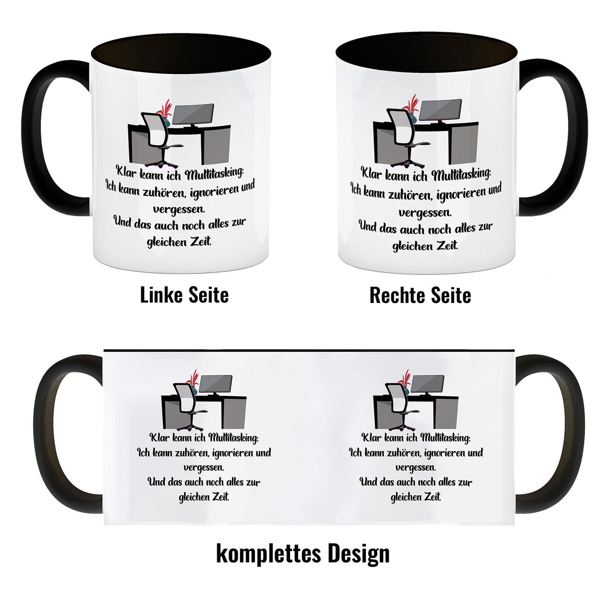 Multitasking Ironie Kaffeebecher mit Spruch für das Büro