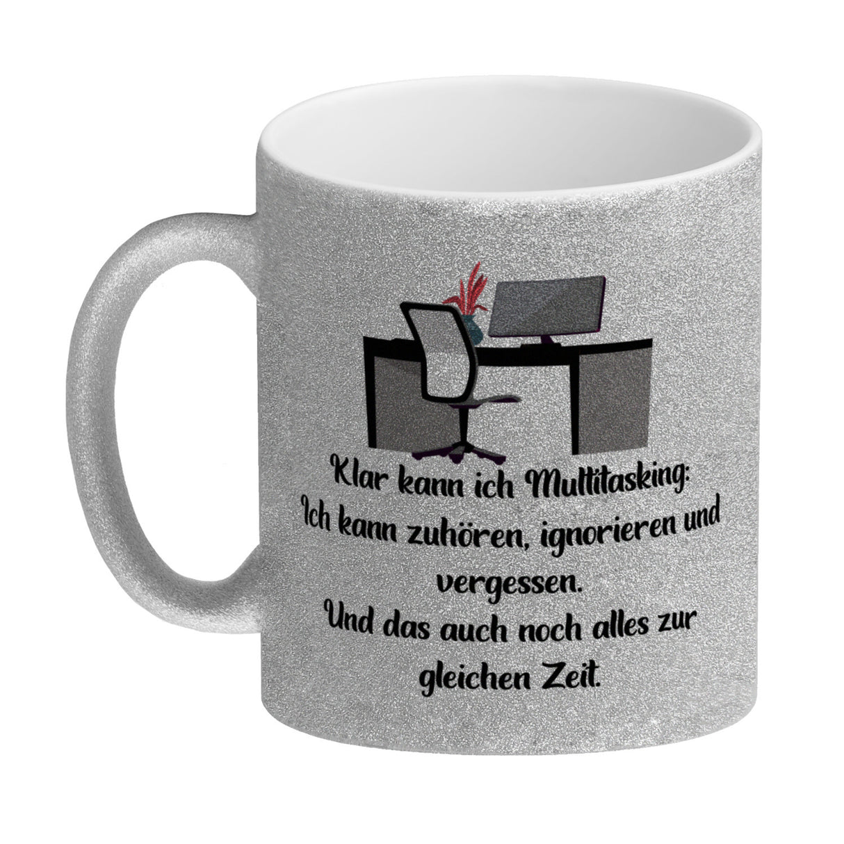 Multitasking Ironie Kaffeebecher mit Spruch für das Büro