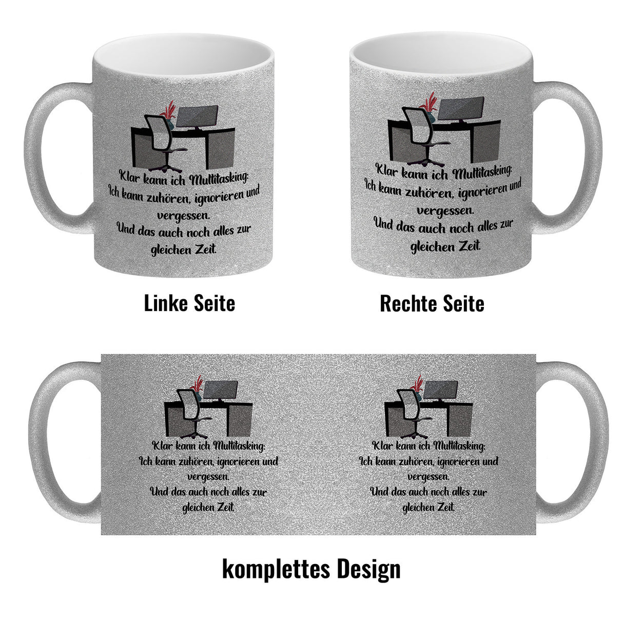 Multitasking Ironie Kaffeebecher mit Spruch für das Büro